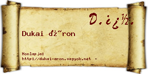 Dukai Áron névjegykártya